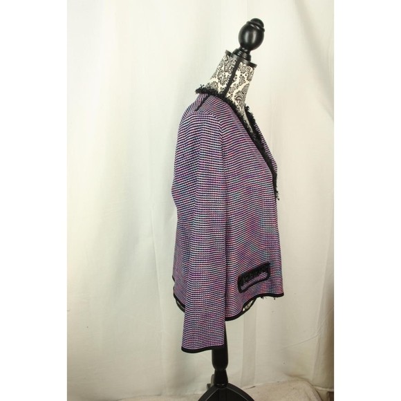 Exclusively Misook Size Petite XL Purple Black Fringe Blazer Womens - Picture 4 of 6